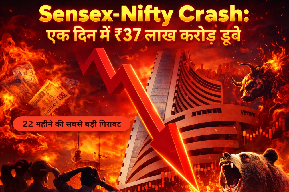 Sensex-Nifty Crash: एक दिन में ₹37 लाख करोड़ डूबे, 22 महीने की सबसे बड़ी गिरावट