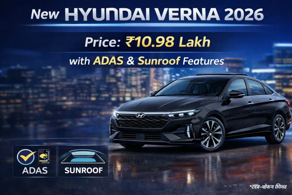 Hyundai Verna 2026: ₹10.98 लाख में ADAS और सनरूफ जैसे 5 बड़े फीचर्स, देखें क्या है खास!
